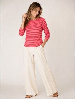 Vineyard Vines Women's Striped Boatneck Long Sleeve Top Pink Orange M NWT